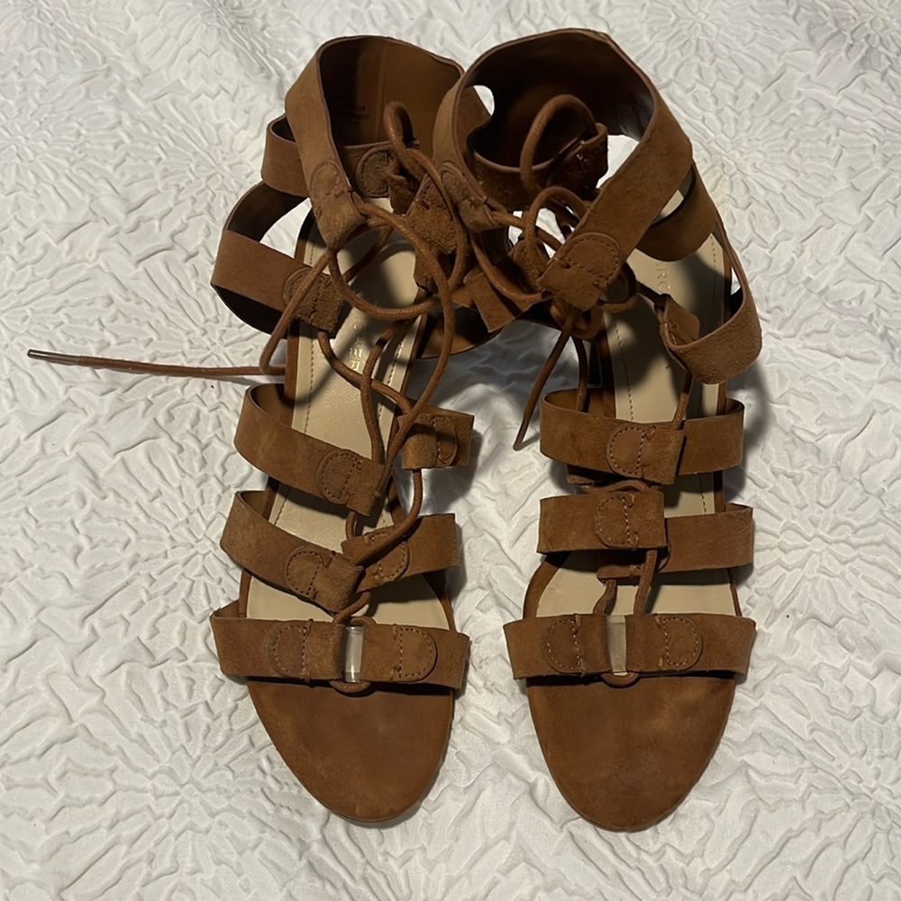 Marc Fisher Tan Brown Paradox Gladiator Heel Sandals